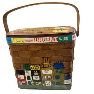 Caro Nan Signed Woven with handles Hand Painted Purse 1970’s Town of Los Gatos